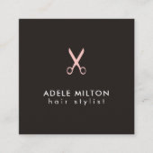 Carte De Visite Carré Ciseaux rose foncé minimes élégants (Devant)