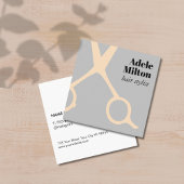 Carte De Visite Carré Ciseaux Roses gris minimes élégants