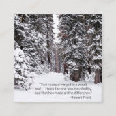 Carte De Visite Carré Citation rustique de forêt d'hiver d'agent de (Devant)