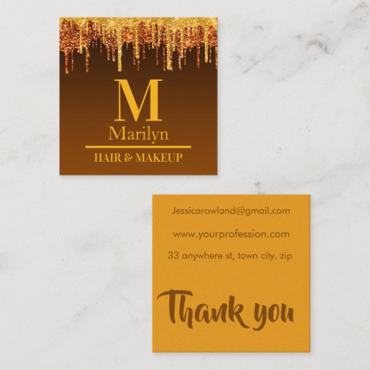 Carte De Visite Carré CITROUILLE déplaisant HALLOWEEN (Devant / Derrière)