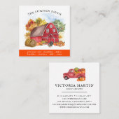 Carte De Visite Carré Citrouille Patch Family Farm Rustic Grange Automne (Devant / Derrière)