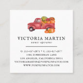 Carte De Visite Carré Citrouille Patch Family Farm Rustic Grange Automne (Dos)