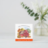 Carte De Visite Carré Citrouille Patch Family Farm Rustic Grange Automne (Debout devant)