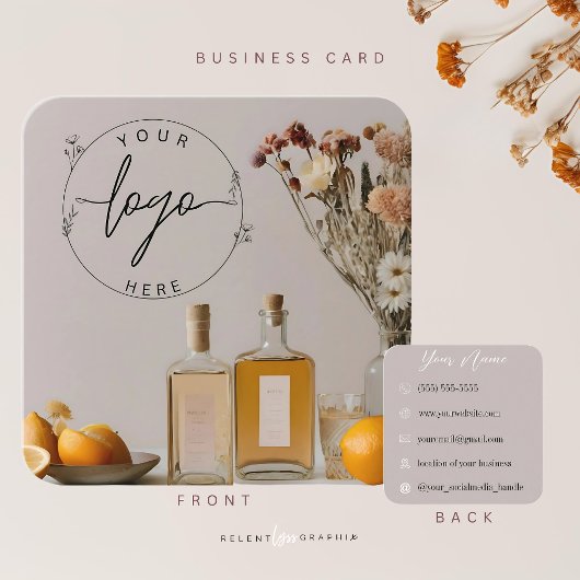Carte De Visite Carré Citrus | Cocktails | Fleurs Boho