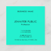 Carte De Visite Carré Clair Neon Rose Vert Vert Moderne Élégant Monogram (Dos)