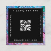 Carte De Visite Carré Clair violet et rose néon dégradé moderne QR Code (Dos)