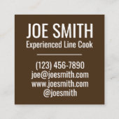 Carte De Visite Carré Classic American Lunch Counter Greasy Spoon Diner (Dos)