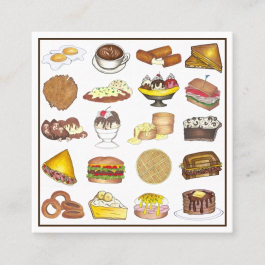 Carte De Visite Carré Classic American Lunch Counter Greasy Spoon Diner (Devant)