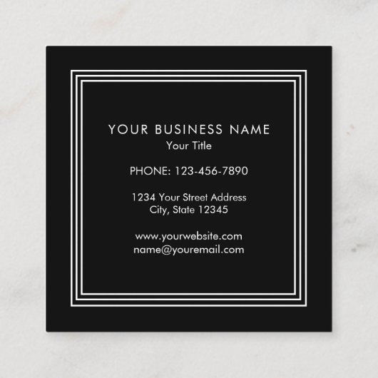 Carte De Visite Carré Classic Elegant Black Triple Frame (Dos)