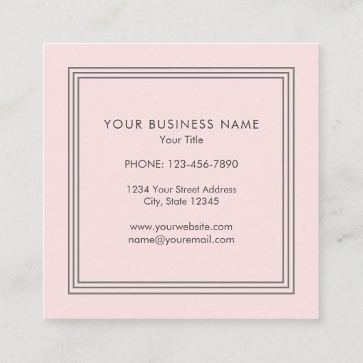 Carte De Visite Carré Classic Elegant Blush Rose Triple Frame (Dos)