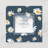 Carte De Visite Carré Classic Marine Jaune Blanc Daisy Dot Floral (Devant)