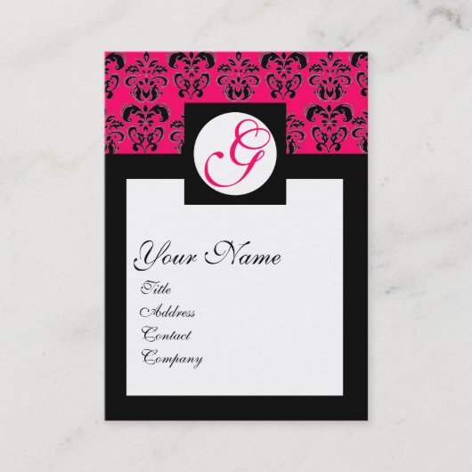 Carte De Visite CARRÉ CLASSIQUE DAMASK MONOGRAM, fuchsia rose (Devant)