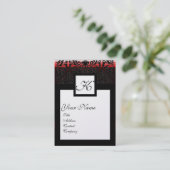 Carte De Visite CARRÉ CLASSIQUE DAMASK MONOGRAM noir blanc perle (Debout devant)
