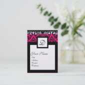 Carte De Visite CARRÉ CLASSIQUE DAMASK MONOGRAM noir blanc perle (Debout devant)