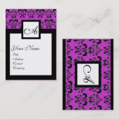 Carte De Visite CARRÉ CLASSIQUE DAMASK MONOGRAM, violet, violet (Devant / Derrière)