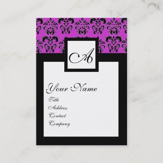 Carte De Visite CARRÉ CLASSIQUE DAMASK MONOGRAM, violet, violet (Devant)