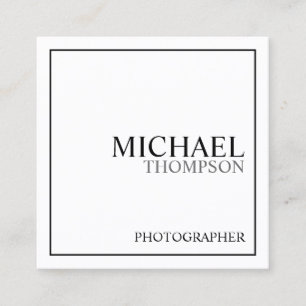 Carte De Visite Carré Classique professionnel noir et blanc