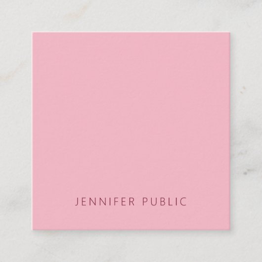 Carte De Visite Carré Classique Simple Modèle Pale Rose Moderne Chic (Devant)