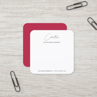Carte De Visite Carré Classy Magenta Handwritten Script Jewelry Display