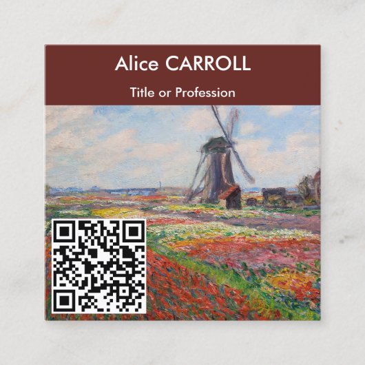 Carte De Visite Carré Claude Monet - Field of Tulips, Hollande - QR Code (Devant)