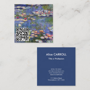 Carte De Visite Carré Claude Monet - Lys d'eau / Nympheas - Code QR