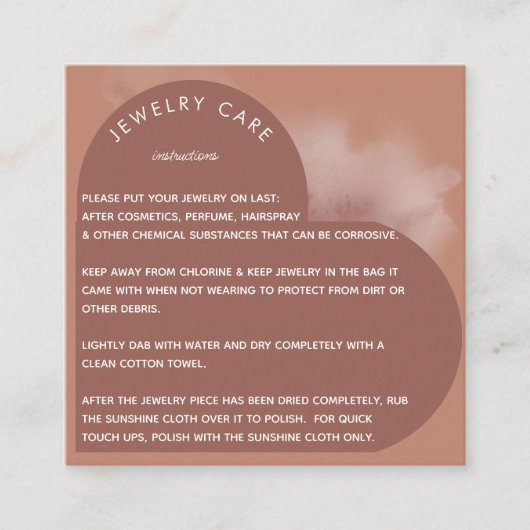 Carte De Visite Carré Clay Coeur Arc Bijoux Instruction Merci (Devant)