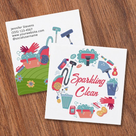 Carte De Visite Carré Cleaning Supplies Housekeeping Service