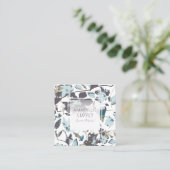 Carte De Visite Carré Clematis Flower Blue Vine Brown (Debout devant)