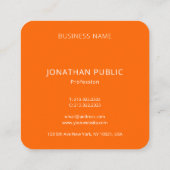 Carte De Visite Carré Client Moderne Monogramme Lettre Initiale Orange (Dos)