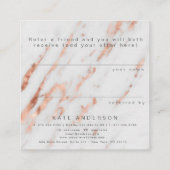 Carte De Visite Carré Client rose à la mode de référence de marbre (Dos)