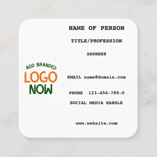 CARTE DE VISITE CARRÉ CLIENT SIMPLE CONTEMPORAIN PROPRE BLANC MODE (Devant)