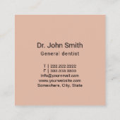 Carte De Visite Carré Clinique dentaire élégante pour dentiste Rose Gold (Dos)