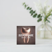 Carte De Visite Carré Clinique dentaire élégante pour dentiste Rose Gold (Debout devant)