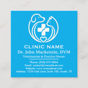 Carte De Visite Carré Clinique vétérinaire minimaliste Soins pour animau