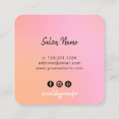 Carte De Visite Carré Clous de dégradé rose chick moderne (Dos)