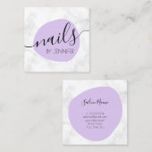 Carte De Visite Carré Clous modernes en marbre violet et blanc (Devant / Derrière)