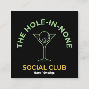 Carte De Visite Carré Club de golf drôle et social Humour Trou-en-Zéro M