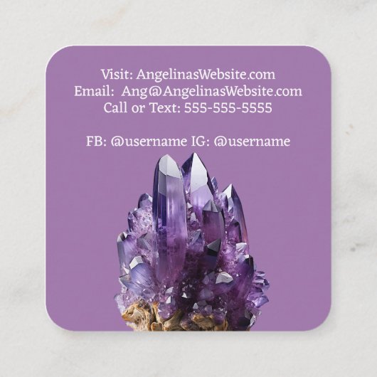Carte De Visite Carré Cluster de cristal d'Améthyste (Dos)