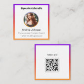 Carte De Visite Carré Coach de tennis professionnel photo et code QR col (Devant / Derrière)