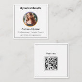 Carte De Visite Carré Coach de tennis professionnel photo et QR Code mod (Devant / Derrière)