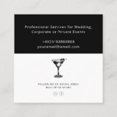 Carte De Visite Carré Cocktail noir et blanc Bartender professionnel (Dos)