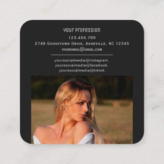 Carte De Visite Carré code barre chic moderne scannable QR code photo (Dos)