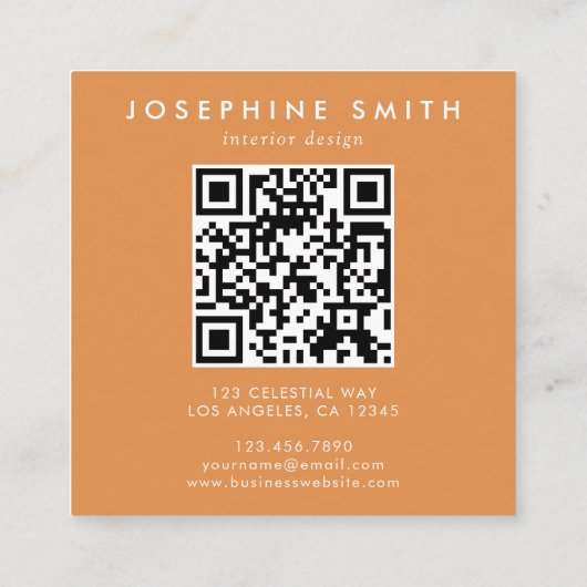 Carte De Visite Carré Code J QR initial du Fleur sauvage Boho (Dos)