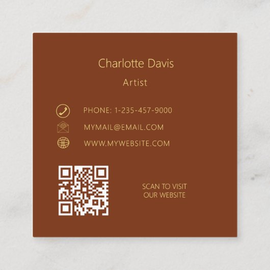 Carte De Visite Carré Code QR (Dos)