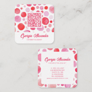 Carte De Visite Carré Code QR Aquarelle Cosmétologue Beauté