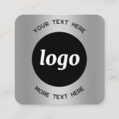 Carte De Visite Carré Code QR argent simple logo et texte (Devant)