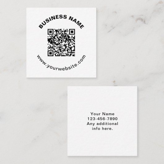 Carte De Visite Carré Code QR avec nom d'entreprise Texte circulaire gra (Devant / Derrière)