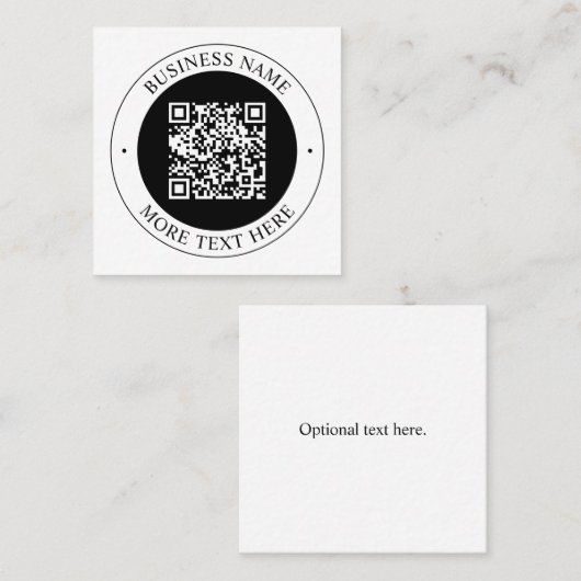 Carte De Visite Carré Code QR avec nom d'entreprise Texte circulaire mod (Devant / Derrière)