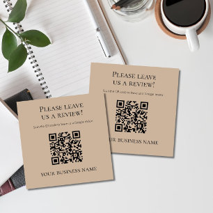 Carte De Visite Carré Code QR Avis Google Chaud Moderne