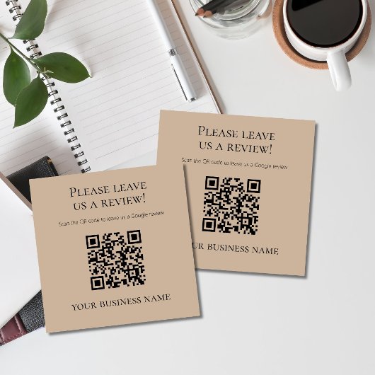 Carte De Visite Carré Code QR Avis Google Chaud Moderne